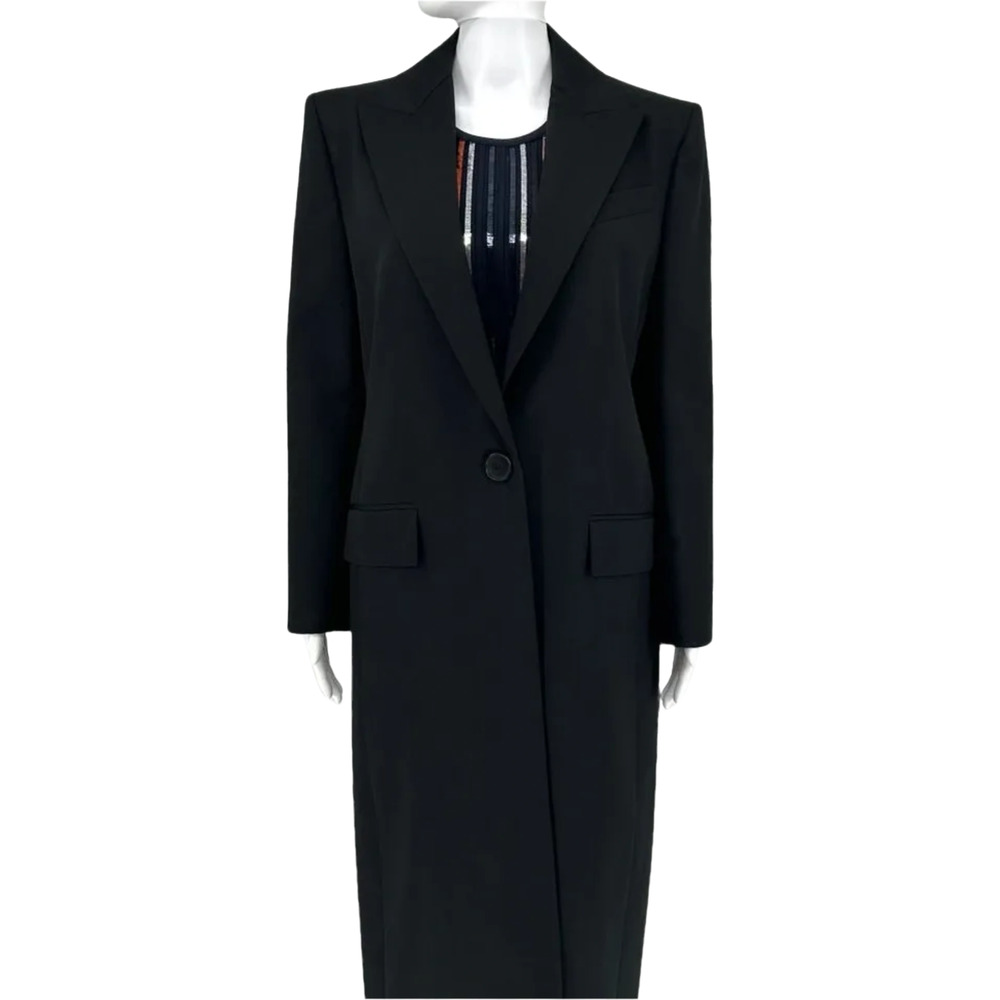 Givenchy Black Wool Gabrdine peaked lapel structured jacket/coat - Size 42
